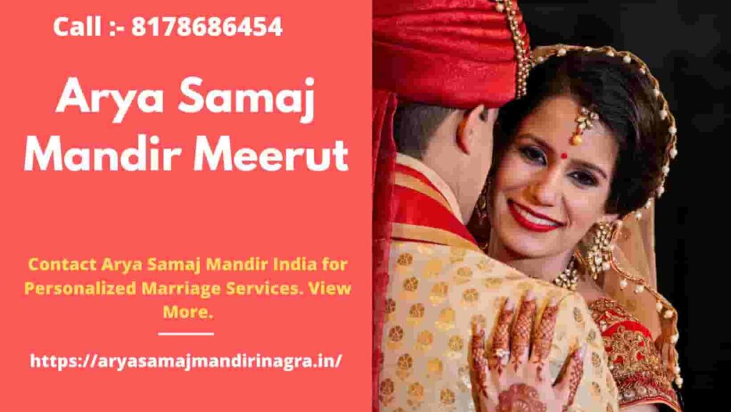 bride and groom are hugging each other and they are dressed up with hindu indian traditions wedding at Arya Samaj Mandir Meerut