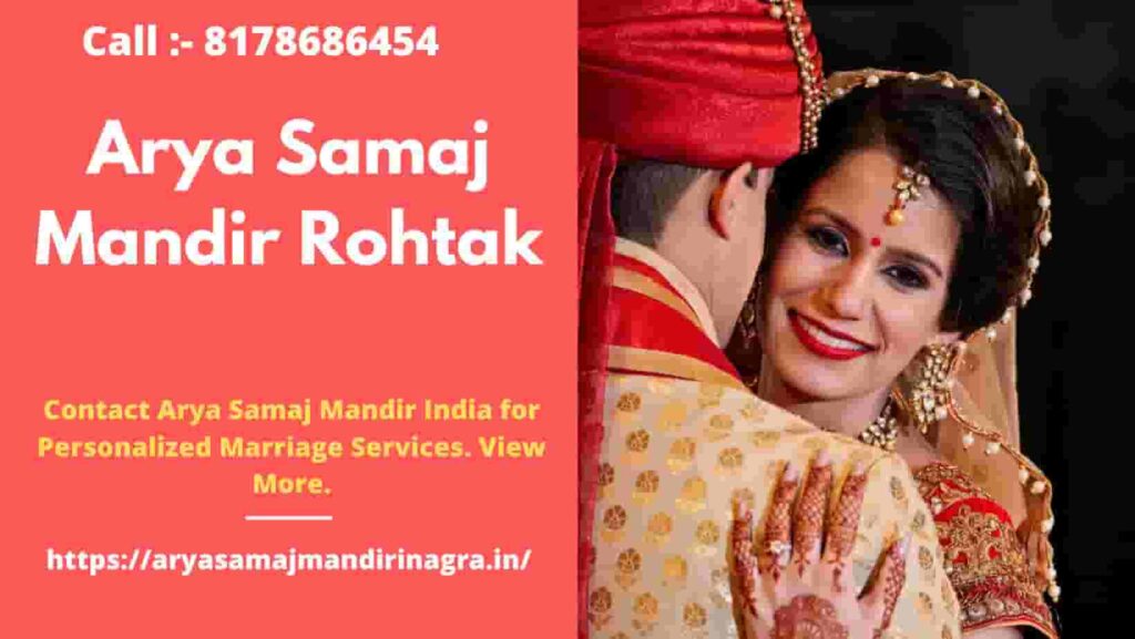 bride and groom are huging each other and they are dressed up with hindu indian traditions wedding at Arya Samaj Mandir Rohtak